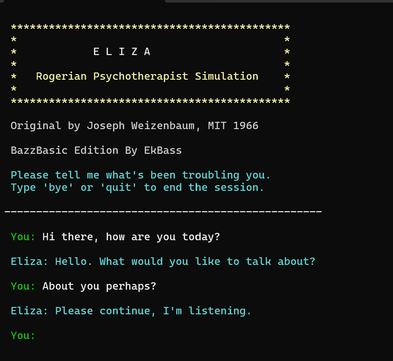 ELIZA - BazzBasic Edition